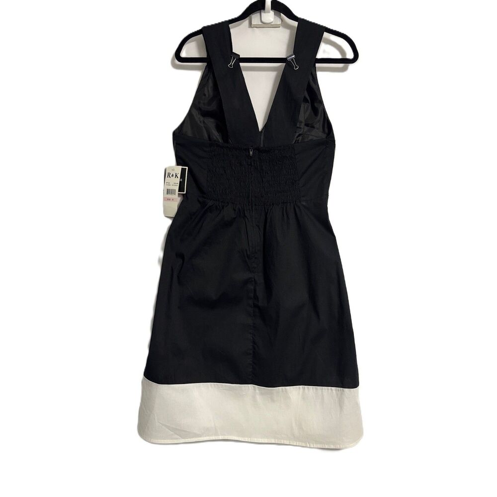 R&K Originals Black & White Floral Sleeveless Tie Neck Dress NWT Size 10 - Picture 2 of 12
